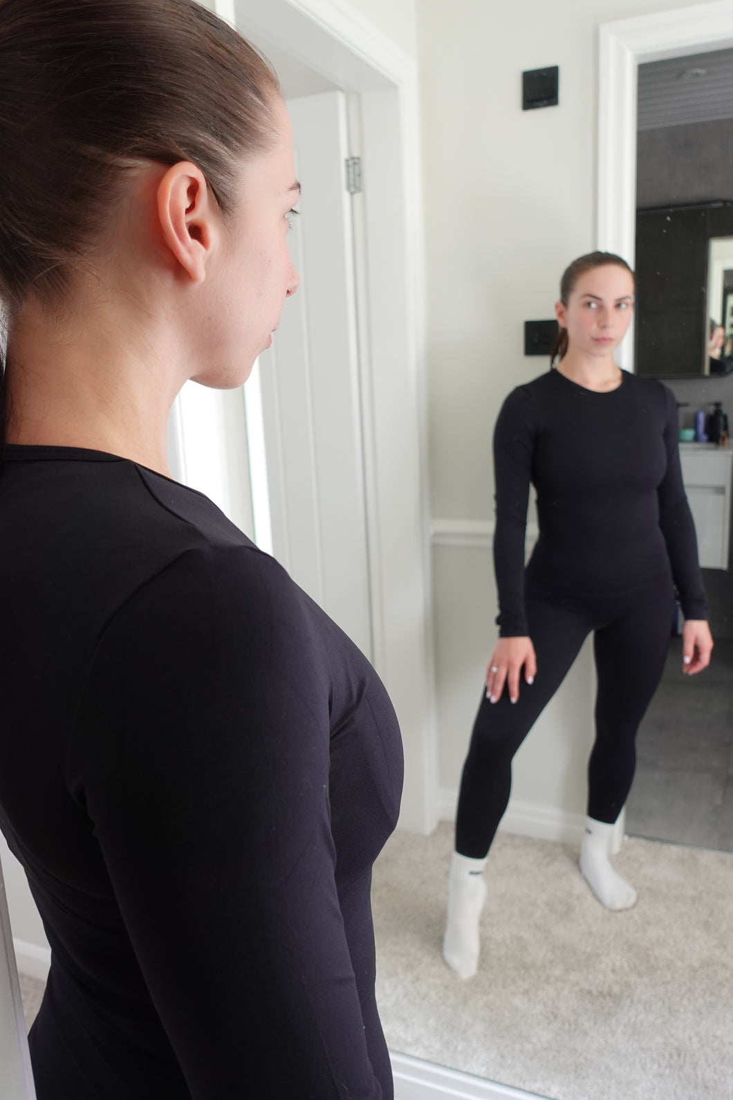 LUXE LONG SLEEVE TOP BLACK